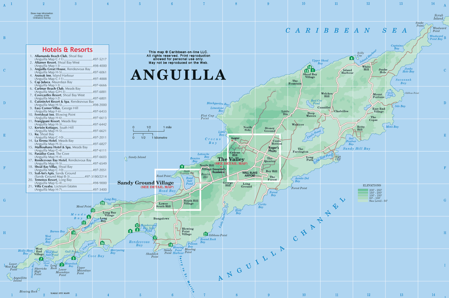 politique carte du anguilla